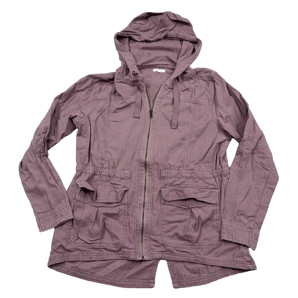 Maurices Jacket Women Large Purple Utility Military Army Safari Unlined Hooded